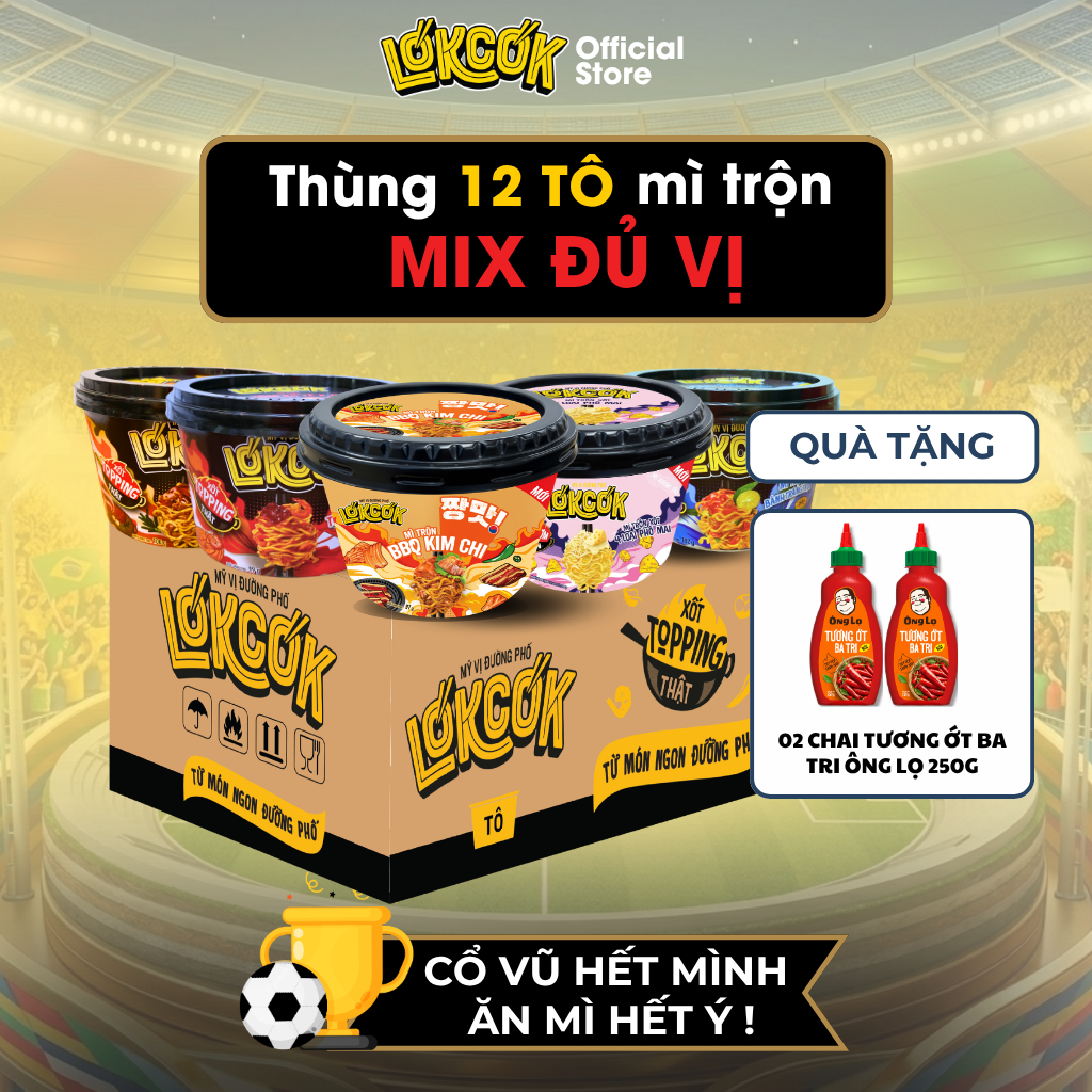 [Chính Hãng] Thùng 12 Tô Mì trộn LOKCOK - Vị Ngon Đường Phố