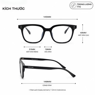[Hỏa Tốc] Gọng Kính Cận Vuông Nam Nữ Eye Plus 2505 Nhựa TR90 Siêu Nhẹ Dẻo Bền Thời Trang Unisex