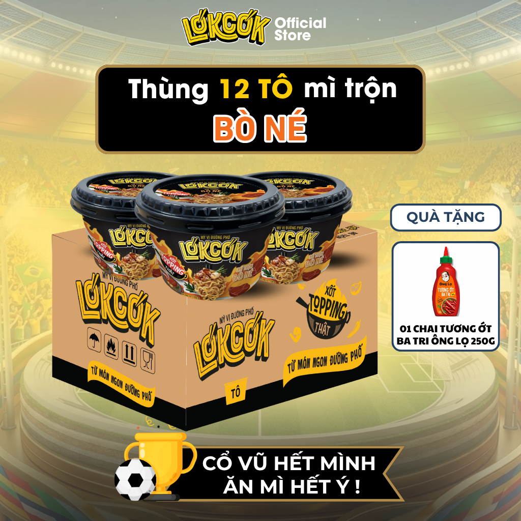 [Chính Hãng] Thùng 12 Tô Mì Trộn Bò Né LOKCOK 12 Tô x 100G