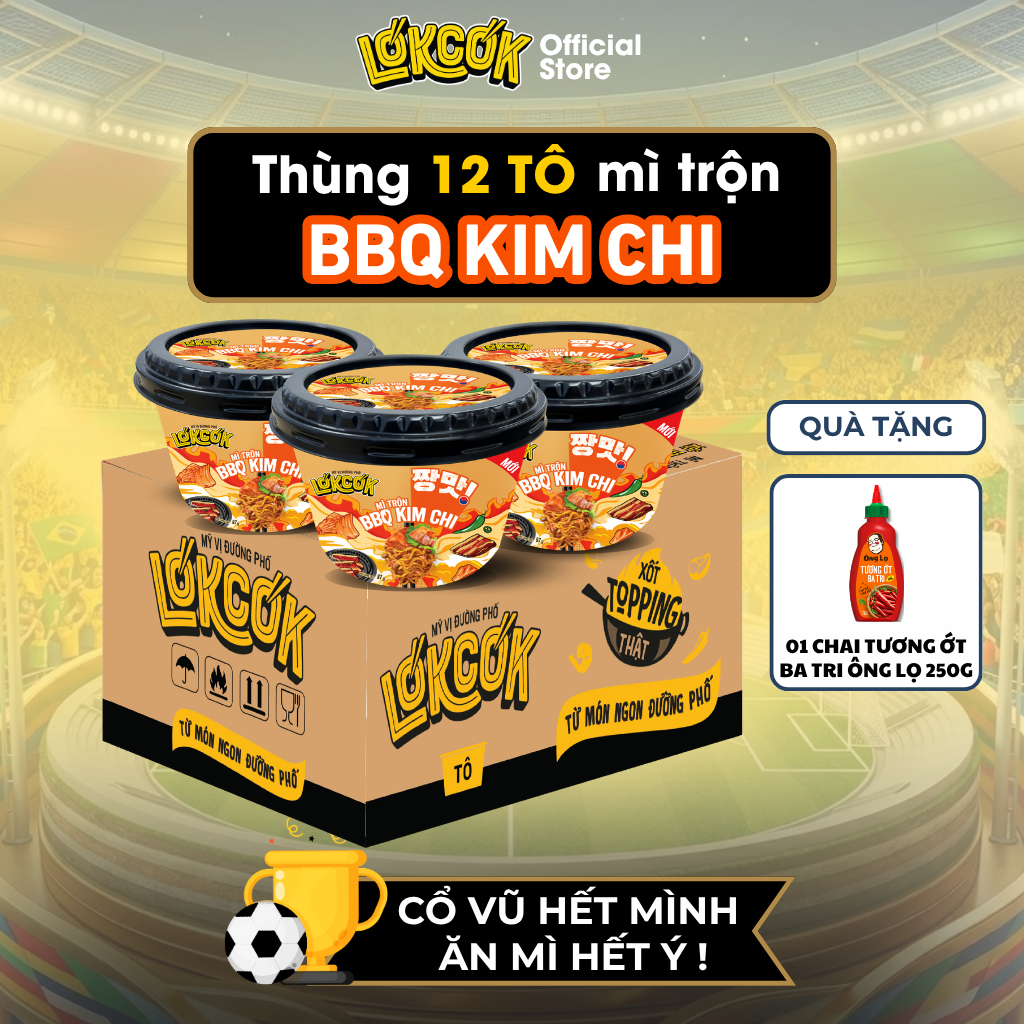 [Chính Hãng] Thùng 12 Tô Mì Trộn BBQ Kim Chi LOKCOK Thùng 12 Tô x 97G