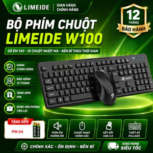 Bộ Bàn Phím Chuột Không Dây LIMEIDE W100 Wireless 2.4G – Combo Keyboard Mouse giá rẻ Cho Laptop PC Văn Phòng