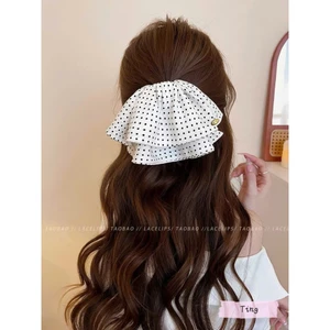 Kẹp Tóc Càng Cua Bọc Vải Chấm Bi Phồng To - Kẹp Càng Cua Lụa Satin Cao Cấp Phong Cách Hàn Quốc Vintage Ting