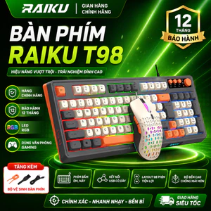 Bộ Bàn Phím Chuột RAIKU T98 – Combo Bàn Phím LED Gaming + Chuột Quang Nhạy, Thiết Kế Đẹp, Giá Rẻ Cho Game Thủ