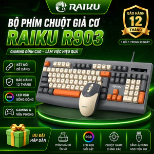 Bộ Bàn Phím Chuột RAIKU R903 Có Dây Chính Hãng – Thiết Kế Đẹp, Gõ Êm, Chuột Nhạy, Giá Rẻ Cho Văn Phòng & Game