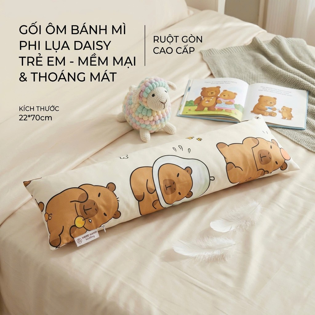Gối ôm trẻ em đi học Phi lụa Daisy, mềm mại, thoáng mát, nhẹ nhàng - Ngọc Hạnh Bedding