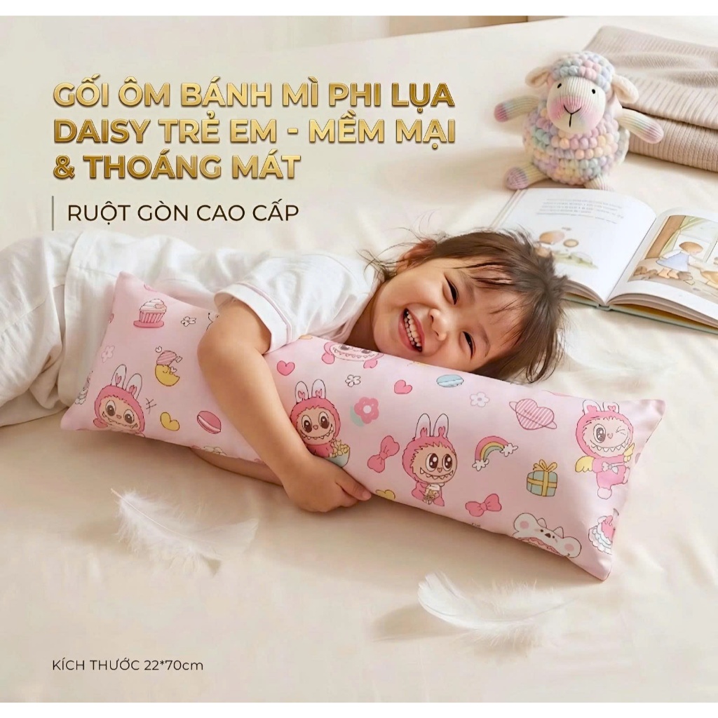 Gối ôm trẻ em đi học Phi lụa Daisy, mềm mại, thoáng mát, nhẹ nhàng - Ngọc Hạnh Bedding