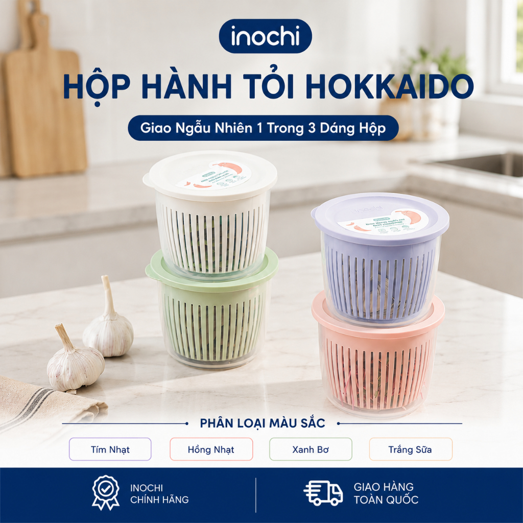 Hộp đựng hành tỏi ớt bảo quản 3 tháng trong tủ lạnh, các loại rau thơm, củ, quả INOCHI