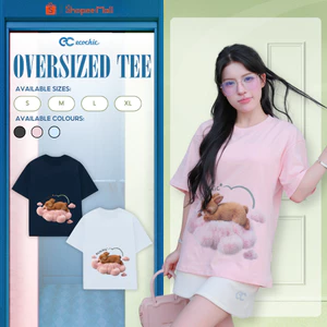 Áo Thun Oversize ECOCHIC B250 Hình Thỏ Nâu Dễ Thương Form Rộng Chất Liệu Cotton Cao Cấp Mềm Mịn
