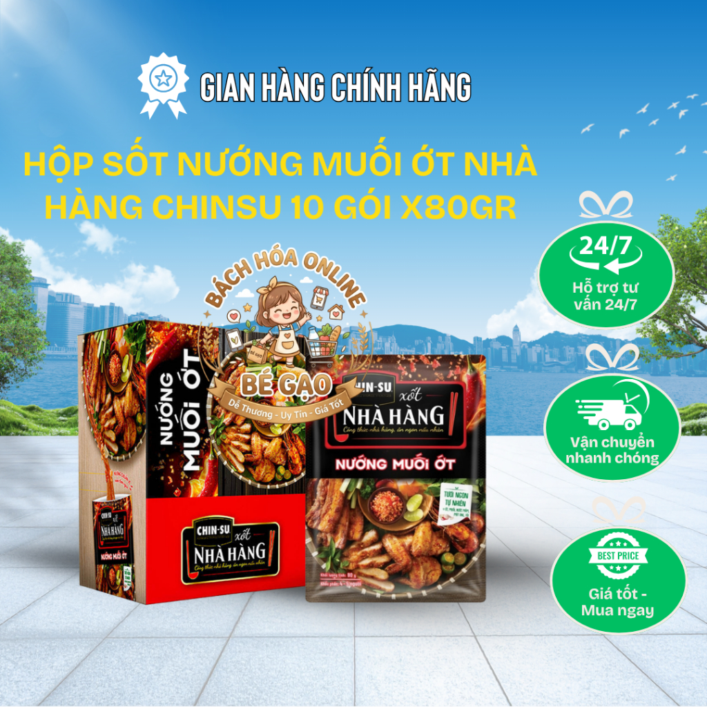 Hộp Xốt Nướng Muối Ớt CHIN-SU 800g (10 gói x 80g) - HSD: 3/2027