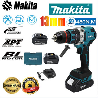 Máy khoan pin MAKITA 199V, máy khoan cầm tay 3 chức năng có búa tặng kèm phụ kiện
