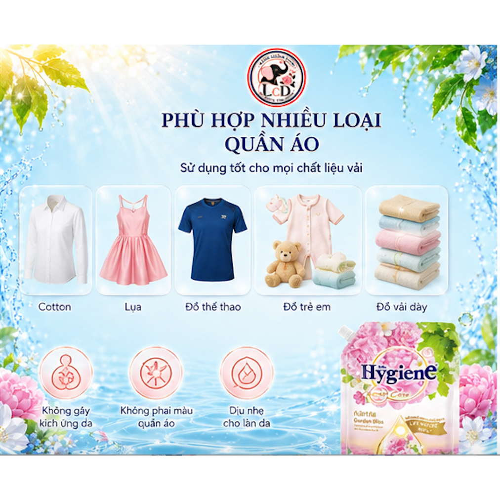 Nước Xả Vải Hygiene Sunrise Kiss Túi Hồng 1000ml Thái Lan - Hương Hoa Dịu Dàng, Lưu Hương Dài Lâu, Mềm Mịn | LCDST