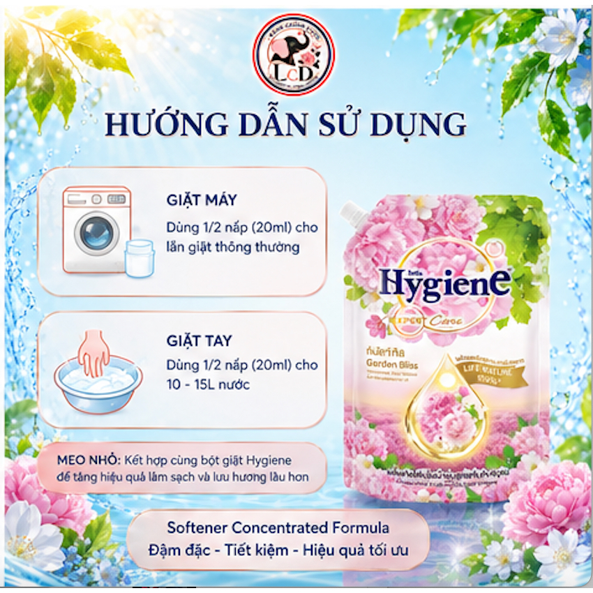 Nước Xả Vải Hygiene Sunrise Kiss Túi Hồng 1000ml Thái Lan - Hương Hoa Dịu Dàng, Lưu Hương Dài Lâu, Mềm Mịn | LCDST
