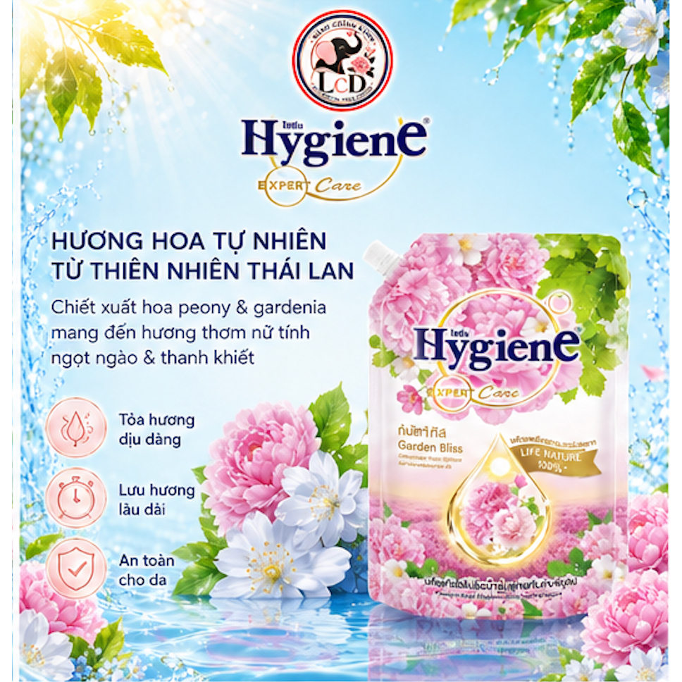 Nước Xả Vải Hygiene Sunrise Kiss Túi Hồng 1000ml Thái Lan - Hương Hoa Dịu Dàng, Lưu Hương Dài Lâu, Mềm Mịn | LCDST