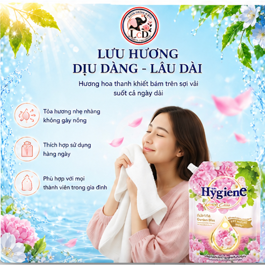 Nước Xả Vải Hygiene Sunrise Kiss Túi Hồng 1000ml Thái Lan - Hương Hoa Dịu Dàng, Lưu Hương Dài Lâu, Mềm Mịn | LCDST