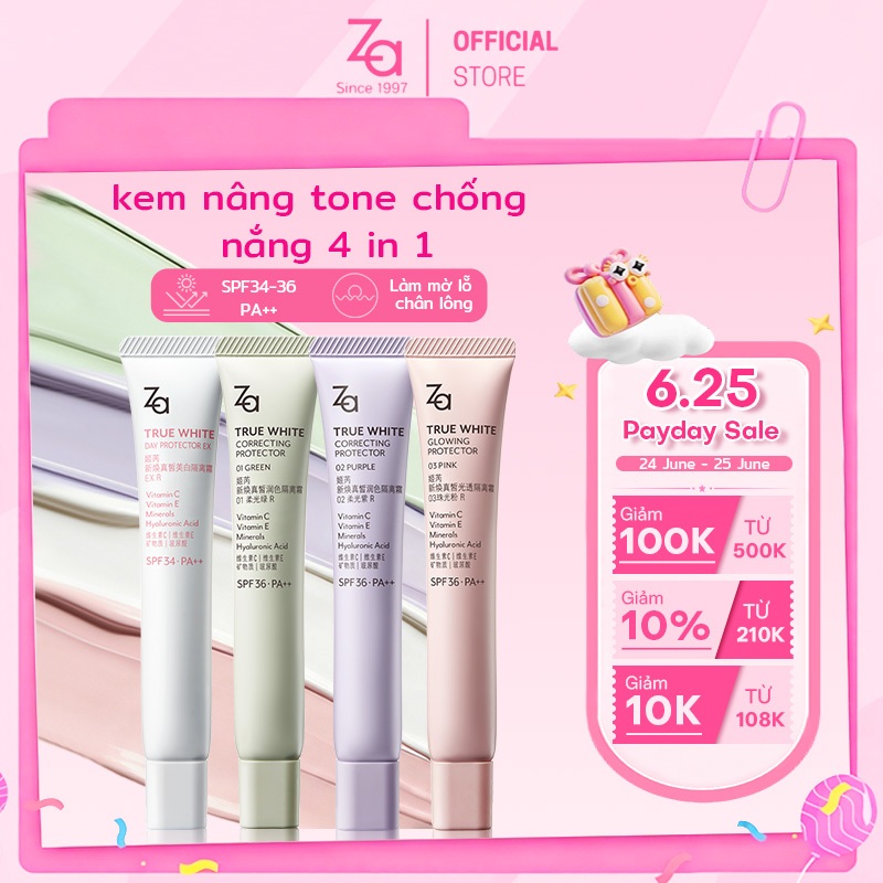 Za Kem Lót Kiềm Dầu Nâng Tone SPF 35g Kem Lót Trang Điểm Dưỡng Da All-in-One