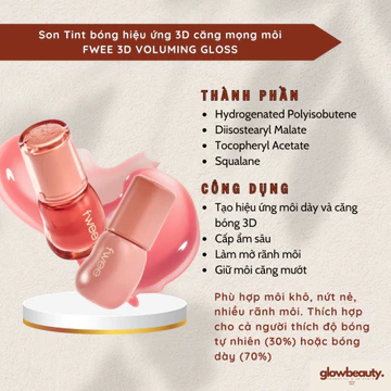 Son Tint Bóng FWEE 3D Voluming Gloss Full Màu – Căng Mọng, Bóng Gương & Môi Đầy Đặn