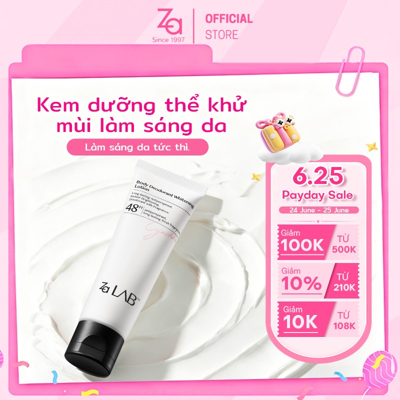 Za LabTM Kem Dưỡng Thể Khử Mùi Làm Sáng Da Dưỡng Trắng Vùng Cánh Tay Giữ Hương 48H Giảm Mùi & Mồ Hôi Lâu Dài