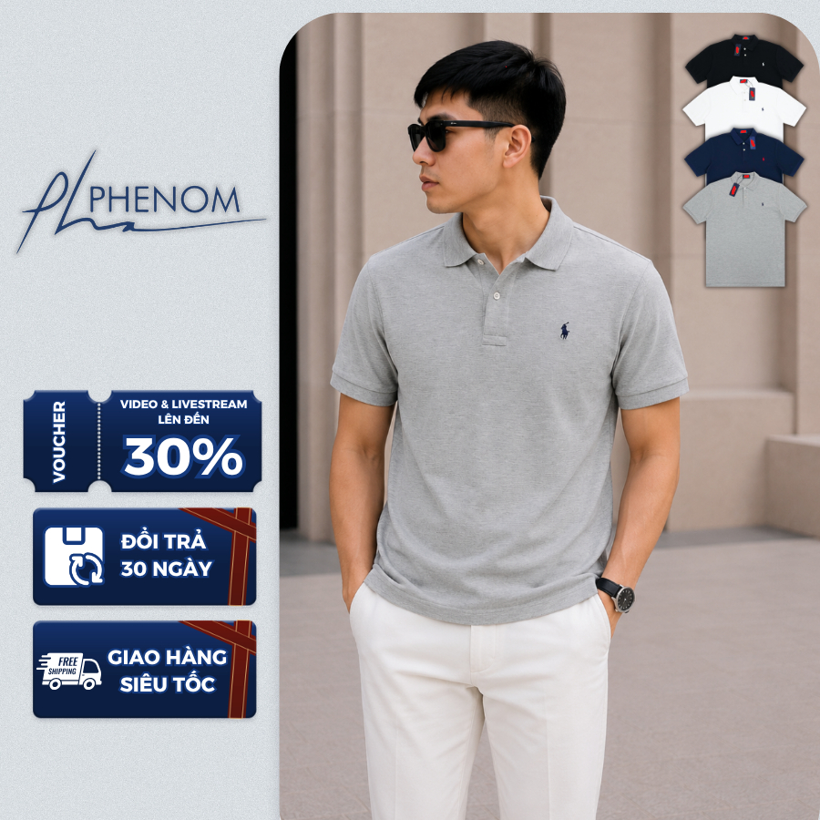 Áo Polo Ralph Lauren Ngựa Thêu Basic - Polo Nam Vải Cotton Pique Dày Mịn, Đứng Form - PHENOM