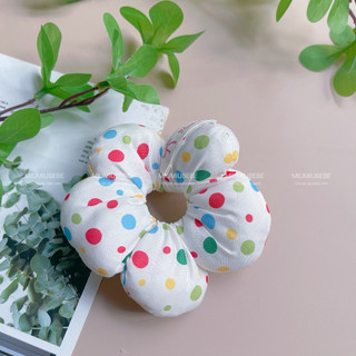 Cột tóc hình bông hoa, scrunchies hoa màu sắc mùa hè cho bé