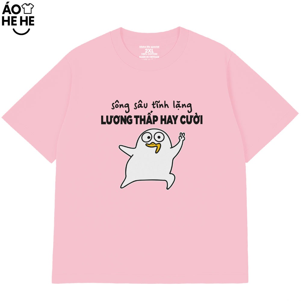 Áo Thun Hài Hước Sông Sau Tĩnh Lặng Lương Thấp Hay Cười Câu Nói Văn Phòng Công Sở Form Rộng Cotton 250gsm