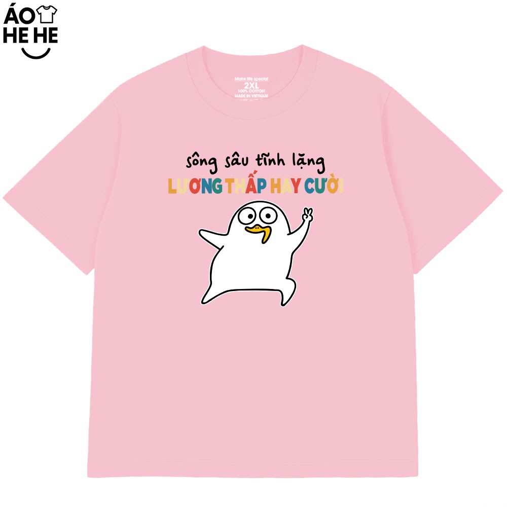 Áo Thun Hài Hước Sông Sau Tĩnh Lặng Lương Thấp Hay Cười Câu Nói Văn Phòng Công Sở Form Rộng Cotton 250gsm