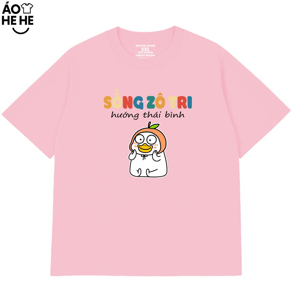 Áo Thun Hài Hước Sống Vô Tri Hướng Thái Bình Câu Nói Text Vui Hài Hước Form Rộng Cotton 250gsm