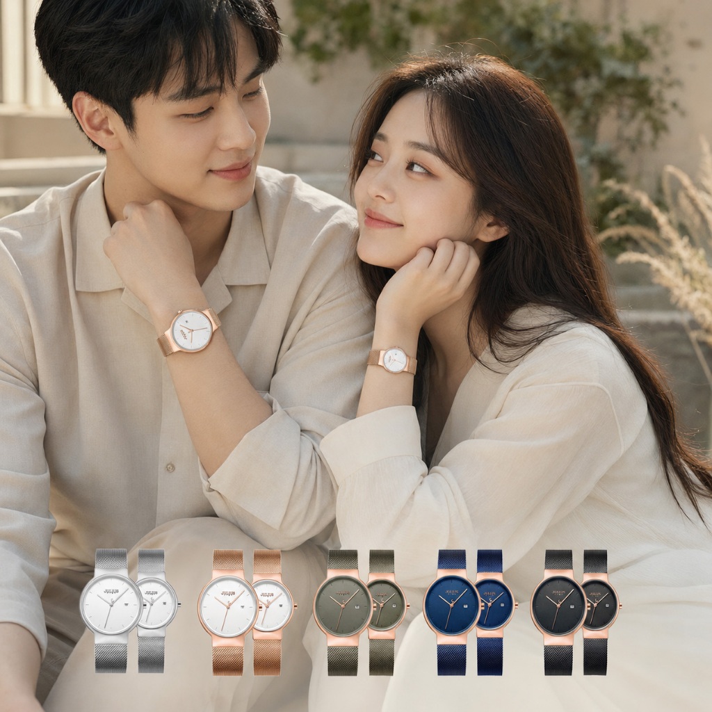 Đồng Hồ Cặp JS-009 Julius Hàn Quốc Dây Thép 5 màu