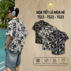 Áo Sơ Mi Lụa Họa Tiết Lá Mùa Hè, Cuban Shirt Chất Lụa Tuyết Mềm Mịn, Thoáng Mát, Thấm Hút Tốt, Chống Nhăn, Size 50-100kg