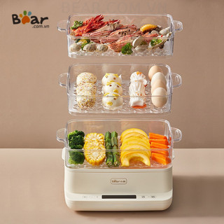 Nồi Hấp BEAR SB-NH12L,Dung Tích 12l, 3 Tầng Hấp Và 6 Chế Độ, Làm Nóng 360 Độ, Cho Thức Ăn Chín Nhanh, Chín Đều.