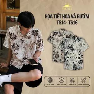 Áo Sơ Mi Lụa Họa Tiết Hoa Và Bướm, Cuban Shirt Chất Lụa Tuyết Mềm Mịn, Mát, Thấm Hút Tốt, Chống Nhăn - Size 50-100kg
