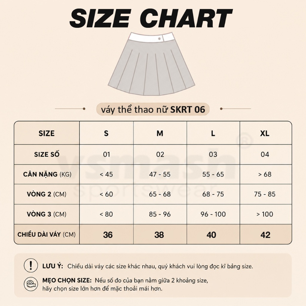 Váy Cầu Lông Vsmash Sportwear “SKRT 06-LUMIERE” Váy Thể Thao Form Chữ A 2 lớp, Poly 4 Chiều Cao Cấp, Mềm Mại, Co Giãn