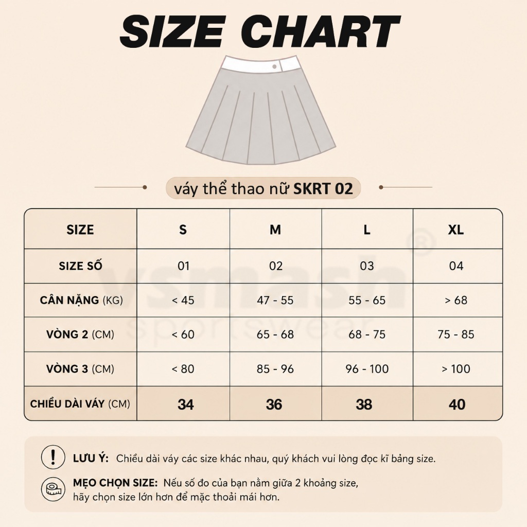 Váy Cầu Lông Vsmash Sportwear “SKRT 02” – Váy Thể Thao Form SlimFit-, Lót 2 Lớp, Umi 4 Chiều Cao Cấp, Mềm Mại, Co Giãn