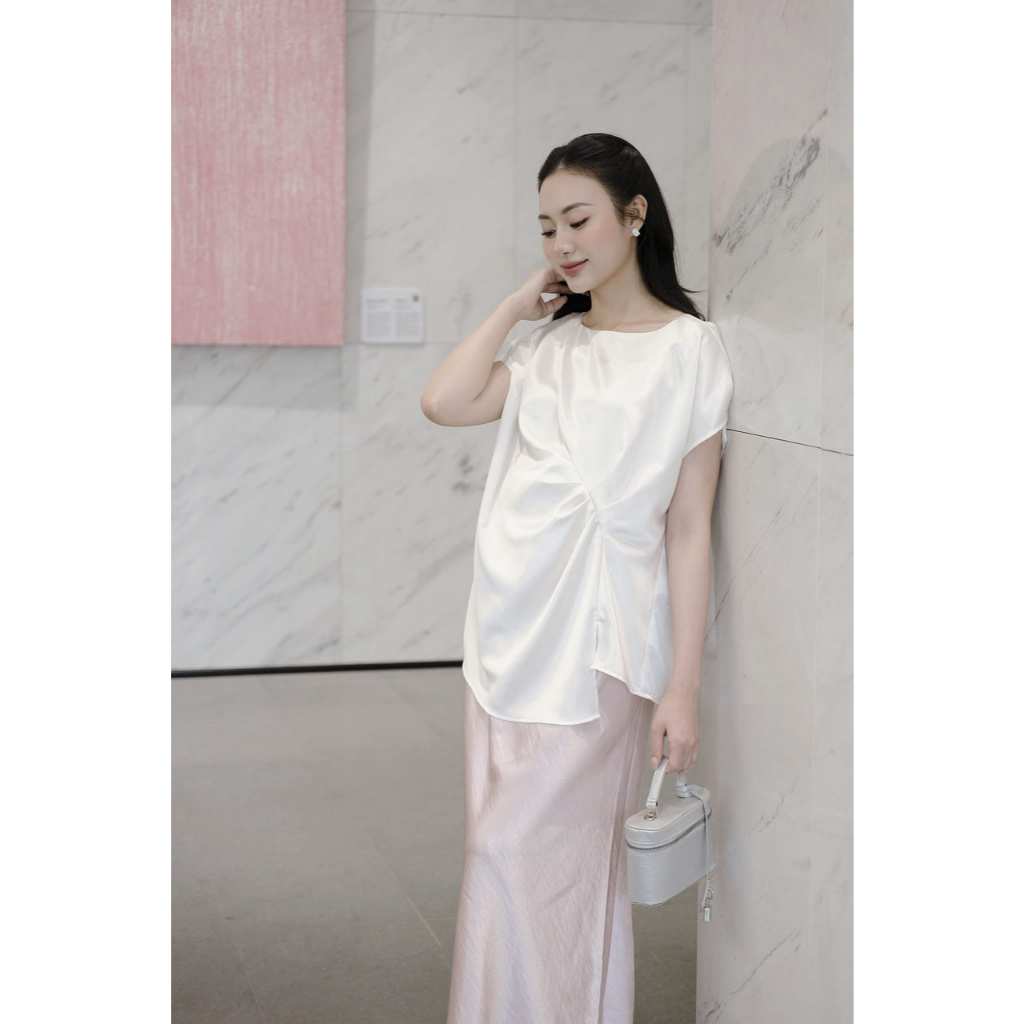 Áo lụa Elise thiết kế nhún eo tinh tế chất vải lụa cao cấp thiết kế BY L'AMME