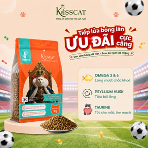 Thức ăn cho mèo 30% đạm Kisscat gói 1KG Tiêu búi lông giúp lông bóng mượt