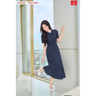 6VXD01 Đầm nữ CARDINA chất liệu denim tay cộc cổ đức dáng xòe 6VXD01
