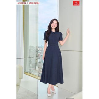 6VXD01 Đầm nữ CARDINA chất liệu denim tay cộc cổ đức dáng xòe 6VXD01