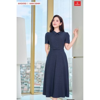 6VXD01 Đầm nữ CARDINA chất liệu denim tay cộc cổ đức dáng xòe 6VXD01