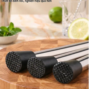 Chày bar dầm pha chế inox 20/25/30cm đầu nhựa cao cấp (chất liệu inox 304),Dụng Cụ Pha Chế Cocktail