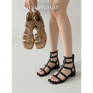 Giày sandal chiến binh KAILI quai ngang gót vuông 3cm basic sang trọng, giày dây nữ NH48 - Laylalay.n