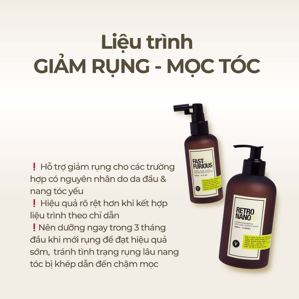 Combo giảm rụng phục hồi và phủ bóng toàn diện cho mái tóc vyvyhaircare V 745ml / 780ml