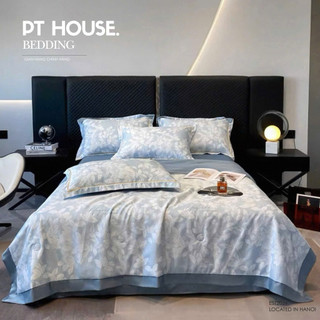 Set Chăn Ga Gối Lụa Vintage Cực Mịn Mát, Bộ Drap Giường Lụa Cao Cấp Cho Phòng Ngủ Decor