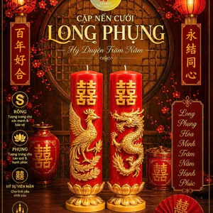 Nến Cưới LONG PHỤNG ĐB Cao Cấp | Đèn Cầy Cưới Long Phụng | Lễ Gia Tiên - Ăn Hỏi - Huỳnh Gia Candle