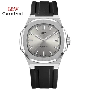 Đồng Hồ Nam Chính Hãng I&W Carnival 750G1-S3 Dây Cao Su Đen Full Box Chống Nước Kính Sapphire (Máy