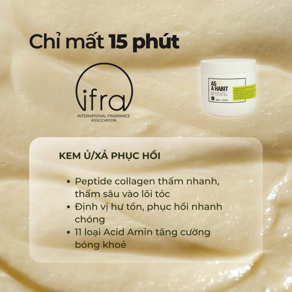Kem ủ tóc tráng gương phục hồi hư tổn từ lõi với Peptide và 11 Axit Amin As A Habit VyvyHaircare
