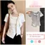 【Élan Sweet】Áo Thun Nữ Cổ Phối Chấm Bi Thắt Nơ Lệch - Áo Tay Ngắn Vạt Chéo Thiết Kế Sang Chảnh