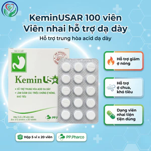 Viên nhai KeminUSAR 100 viên PP.Pharco hỗ trợ dạ dày, trung hòa acid, ợ nóng, ợ chua, khó tiêu