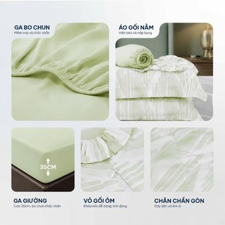 Bộ 5 Món Drap, Áo Gối Và Mền Viscose  NIN Valletta | Nhiều Kích Thước | Chất Liệu Tự Nhiên, Mềm Mát