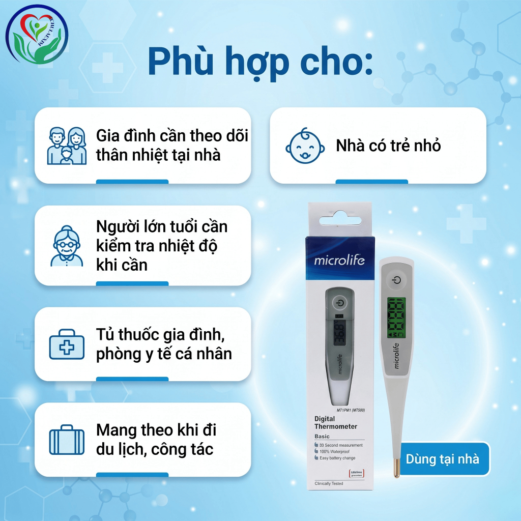 Microlife MT500 nhiệt kế điện tử đầu mềm đo thân nhiệt nhanh 30 giây cho gia đình