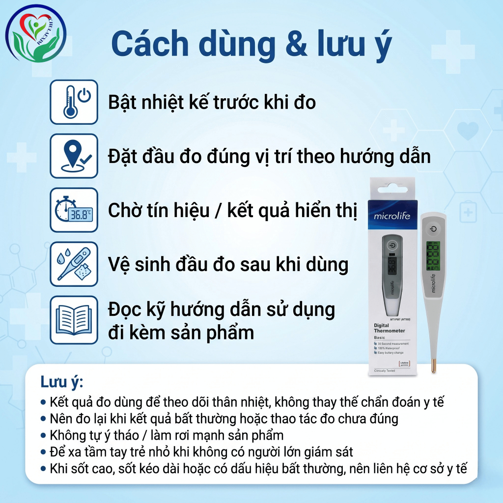 Microlife MT500 nhiệt kế điện tử đầu mềm đo thân nhiệt nhanh 30 giây cho gia đình