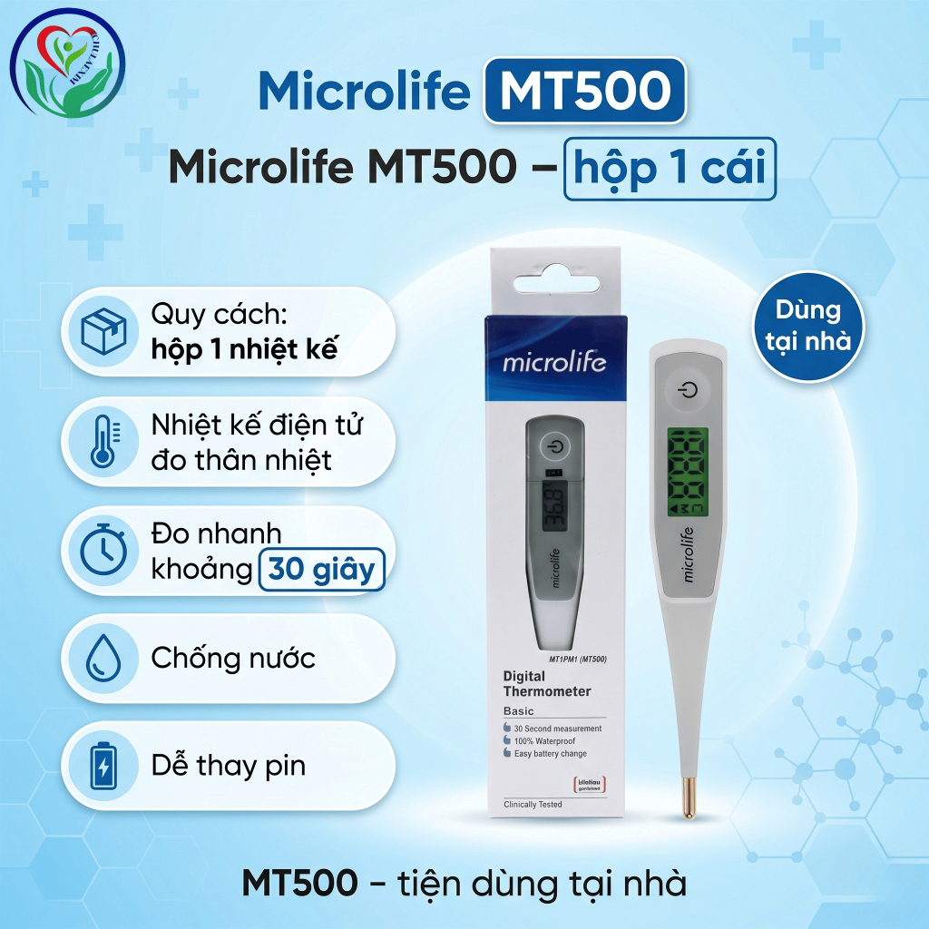 Microlife MT500 nhiệt kế điện tử đầu mềm đo thân nhiệt nhanh 30 giây cho gia đình